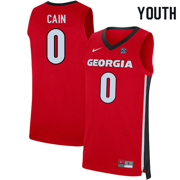Youth #0 Blue Cain Georgia Bulldogs College Basketball Jerseys Stitched Sale-Red